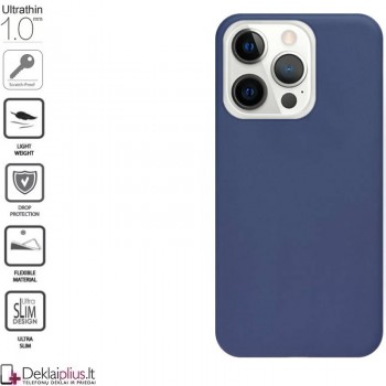 Silikoninis 1mm. storio dėklas - mėlynas (Apple Iphone 14 Pro)